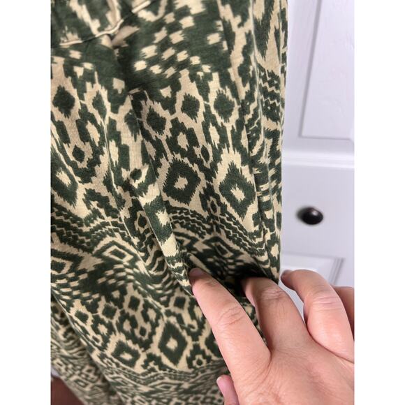 Corey Lynn Calter Short Sleeve Jumpsuit Size XS Green Tan Aztec Batik Summer - Picture 5 of 8